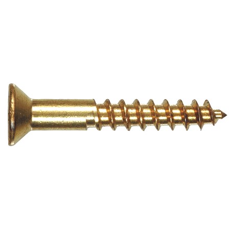 Screw,#10-13 Thread,2-1/2 In L,Coarse Thread,Flat Head,Phillips Drive,Sharp Point,Brass